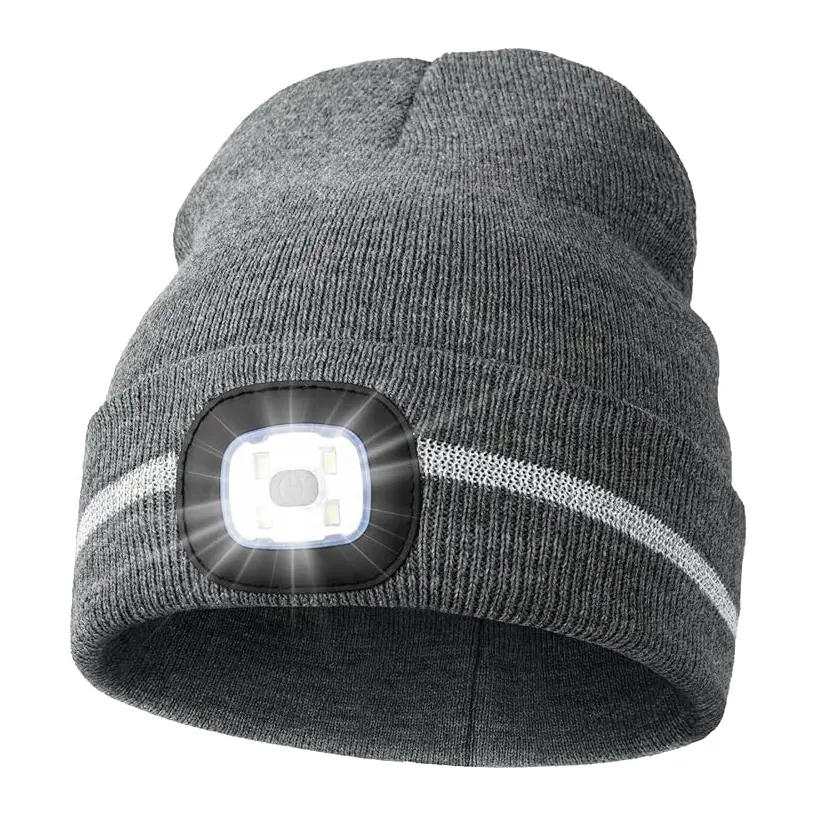 Unisex USB Rechargeable 4 LED Headlamp Cap Winter Hat .jpg