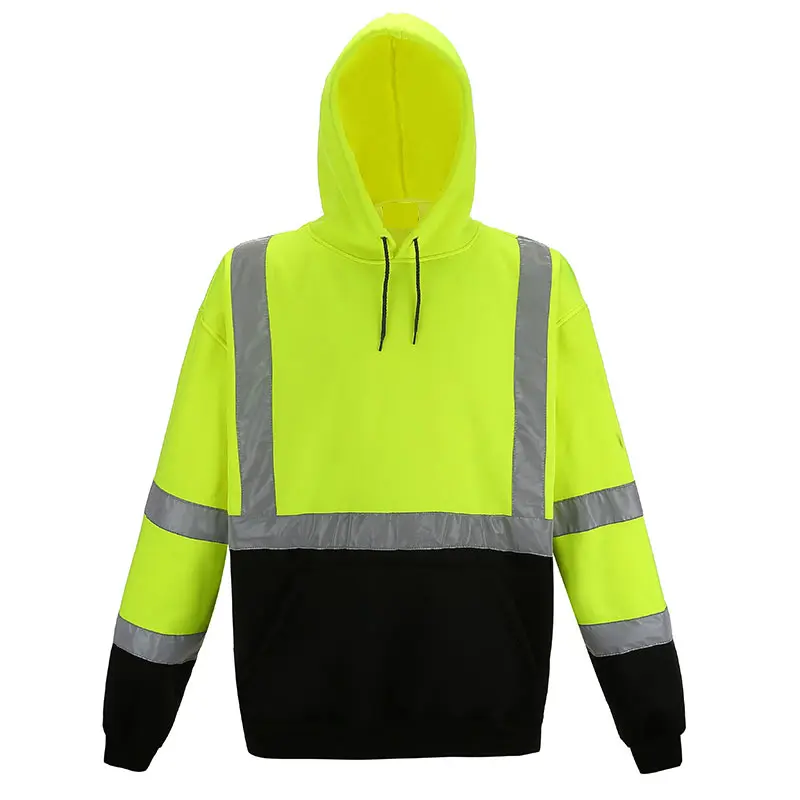 High Visibility  Reflective Zippered Safety Hooded Sweatshirt
